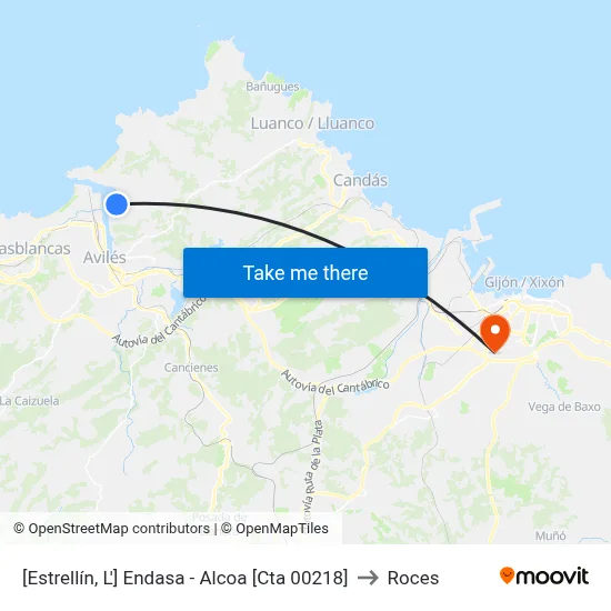 [Estrellín, L']  Endasa - Alcoa [Cta 00218] to Roces map