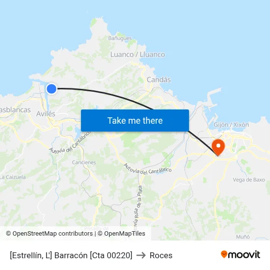 [Estrellín, L']  Barracón [Cta 00220] to Roces map