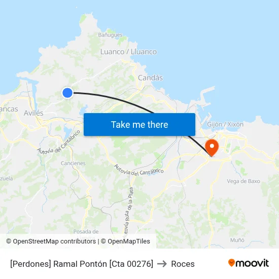 [Perdones]  Ramal Pontón [Cta 00276] to Roces map
