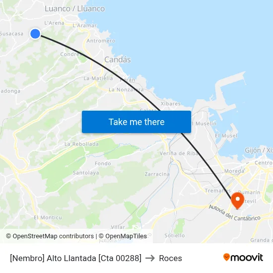 [Nembro]  Alto Llantada [Cta 00288] to Roces map