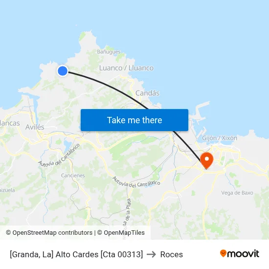 [Granda, La]  Alto Cardes [Cta 00313] to Roces map