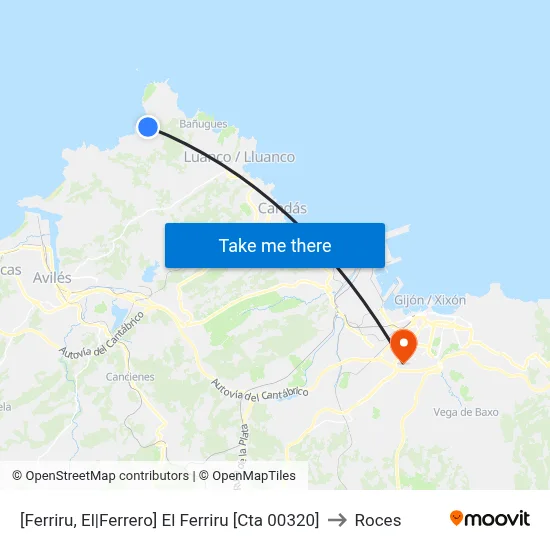 [Ferriru, El|Ferrero]  El Ferriru [Cta 00320] to Roces map