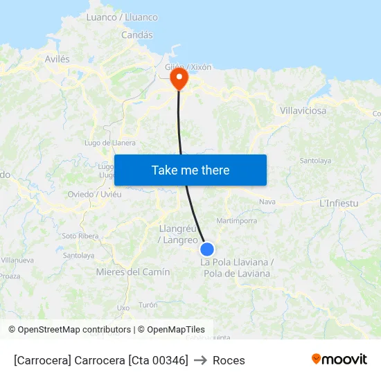 [Carrocera]  Carrocera [Cta 00346] to Roces map