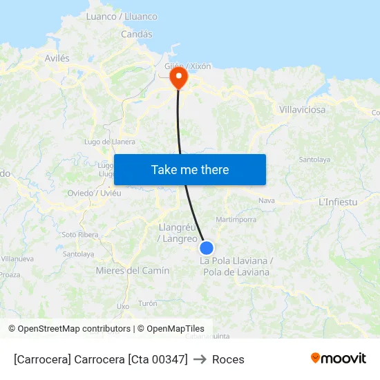 [Carrocera]  Carrocera [Cta 00347] to Roces map