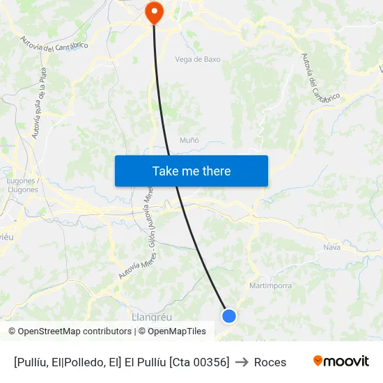 [Pullíu, El|Polledo, El]  El Pullíu [Cta 00356] to Roces map