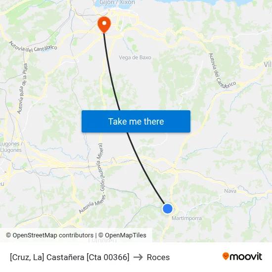 [Cruz, La]  Castañera [Cta 00366] to Roces map
