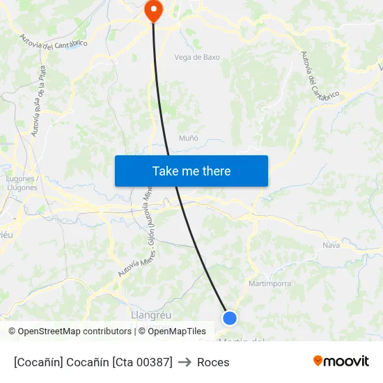 [Cocañín]  Cocañín [Cta 00387] to Roces map
