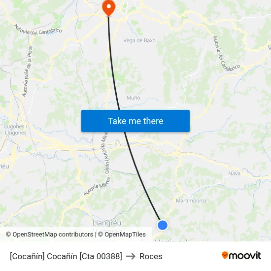[Cocañín]  Cocañín [Cta 00388] to Roces map