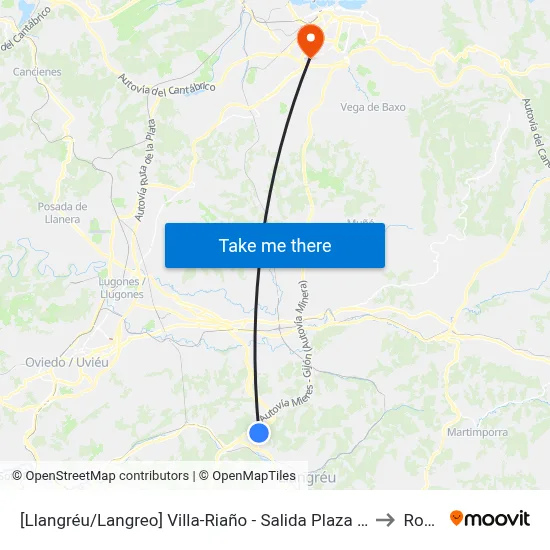 [Llangréu/Langreo]  Villa-Riaño - Salida Plaza [Cta 00405] to Roces map