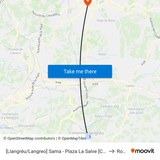 [Llangréu/Langreo]  Sama - Plaza La Salve [Cta 00425] to Roces map