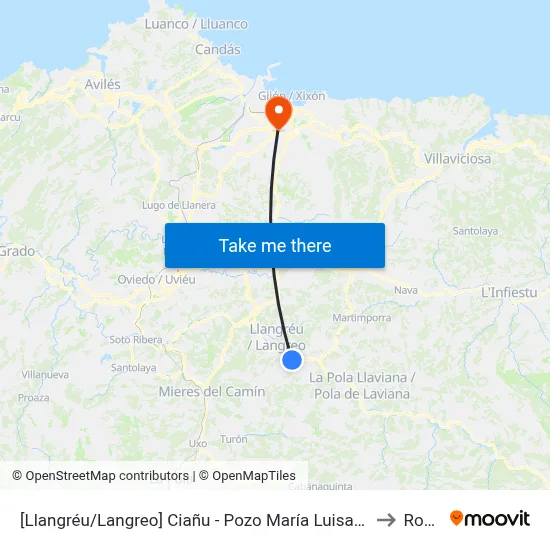 [Llangréu/Langreo]  Ciañu - Pozo María Luisa [Cta 00431] to Roces map