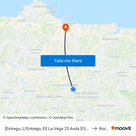 [Entregu, L'/Entrego, El]  La Vega 25 Avda [Cta 00436] to Roces map