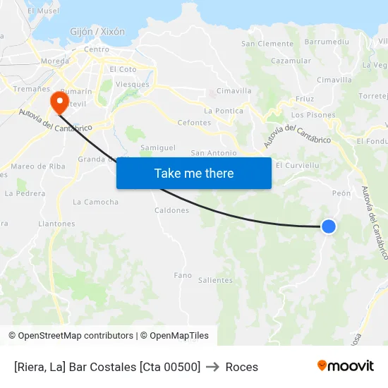 [Riera, La]  Bar Costales [Cta 00500] to Roces map