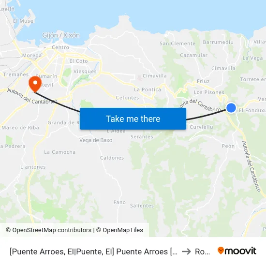 [Puente Arroes, El|Puente, El]  Puente Arroes [Cta 00514] to Roces map