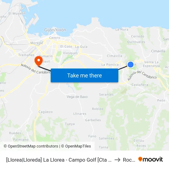 [Llorea|Lloreda]  La Llorea - Campo Golf [Cta 00548] to Roces map