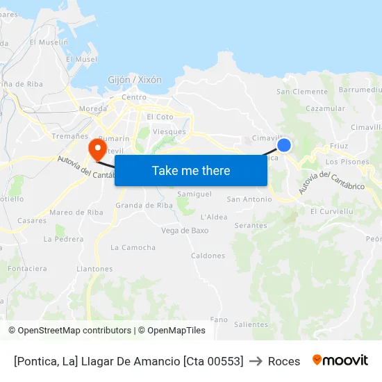 [Pontica, La]  Llagar De Amancio [Cta 00553] to Roces map