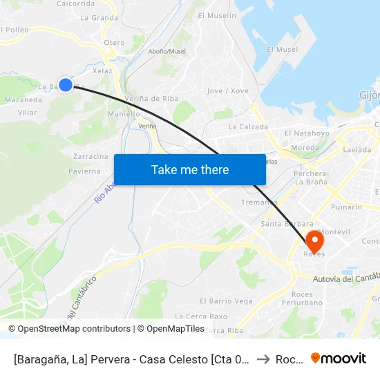 [Baragaña, La]  Pervera - Casa Celesto [Cta 00582] to Roces map