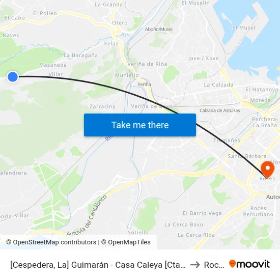 [Cespedera, La]  Guimarán - Casa Caleya [Cta 00595] to Roces map