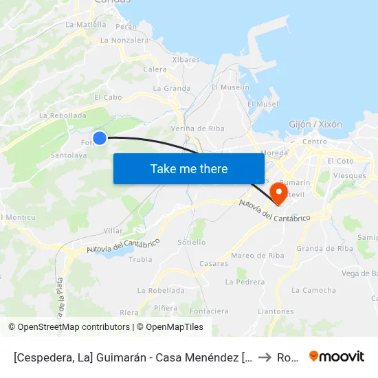 [Cespedera, La]  Guimarán - Casa Menéndez [Cta 00598] to Roces map