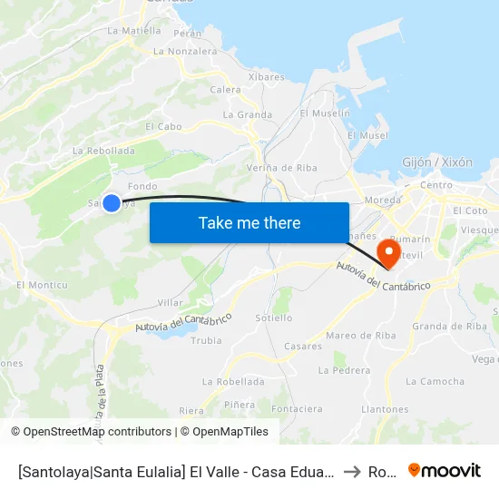 [Santolaya|Santa Eulalia]  El Valle - Casa Eduardo [Cta 00603] to Roces map
