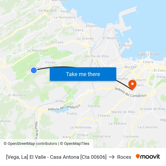 [Vega, La]  El Valle - Casa Antona [Cta 00606] to Roces map