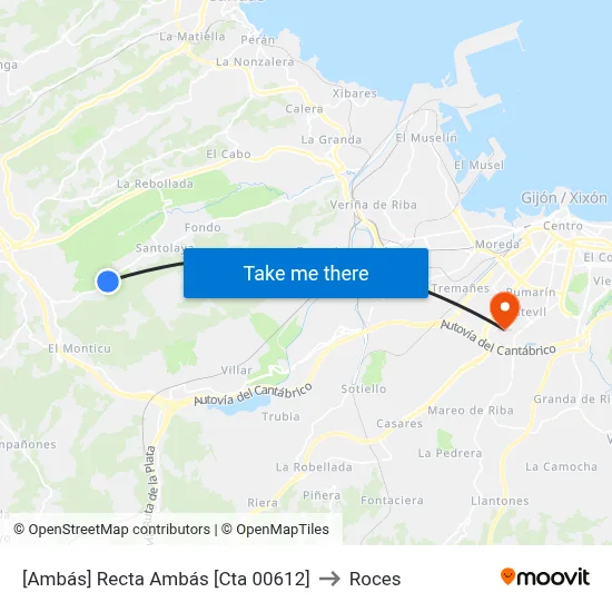 [Ambás]  Recta Ambás [Cta 00612] to Roces map