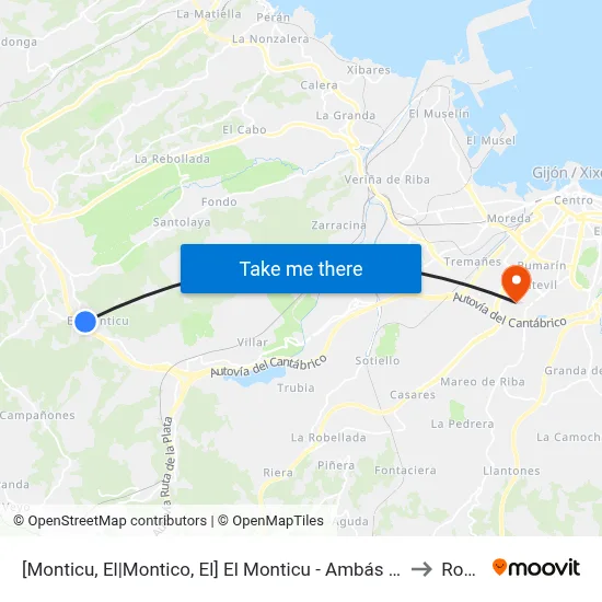 [Monticu, El|Montico, El]  El Monticu - Ambás [Cta 00621] to Roces map