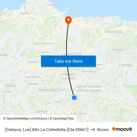 [Caleyos, Los]  Alto La Colladiella [Cta 00661] to Roces map