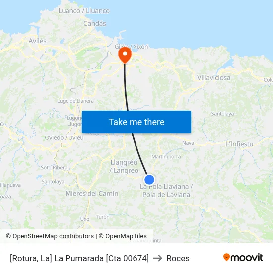 [Rotura, La]  La Pumarada [Cta 00674] to Roces map