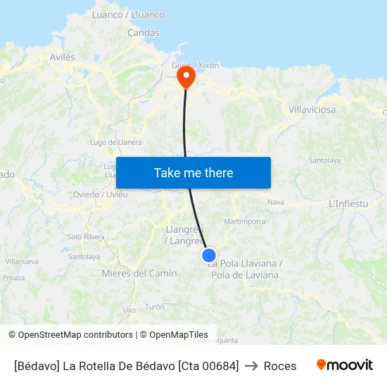 [Bédavo]  La Rotella De Bédavo [Cta 00684] to Roces map