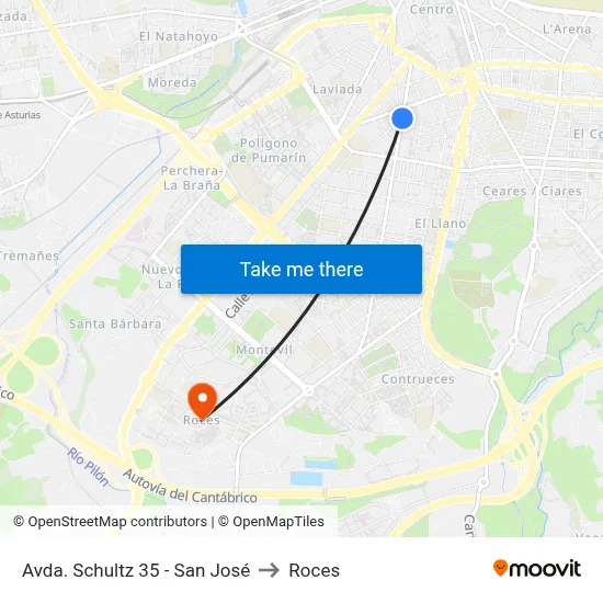 Avda. Schultz 35 - San José to Roces map