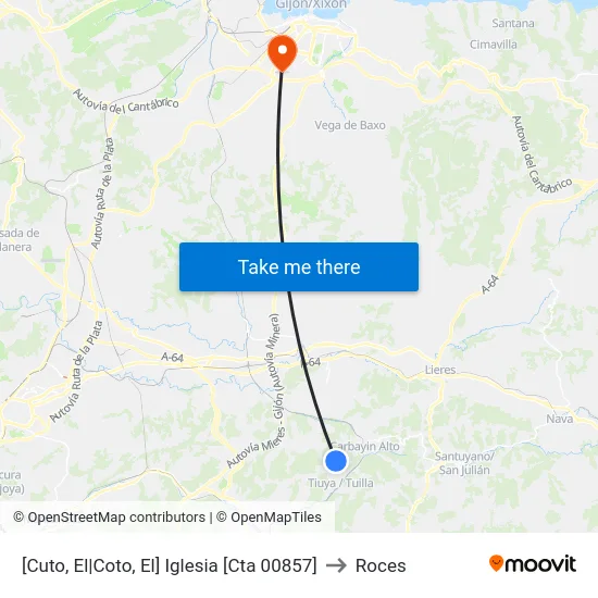 [Cuto, El|Coto, El]  Iglesia [Cta 00857] to Roces map