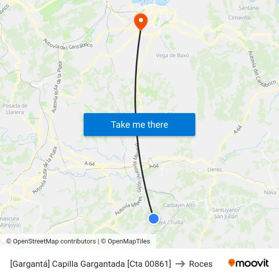 [Gargantá]  Capilla Gargantada [Cta 00861] to Roces map