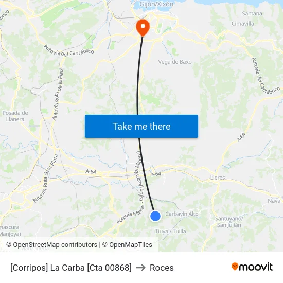 [Corripos]  La Carba [Cta 00868] to Roces map