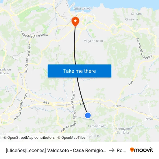 [Lliceñes|Leceñes]  Valdesoto - Casa Remigio [Cta 00939] to Roces map