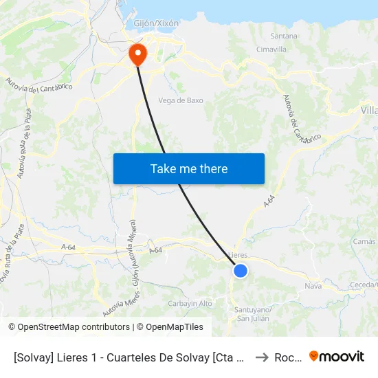 [Solvay]  Lieres 1 - Cuarteles De Solvay [Cta 00979] to Roces map