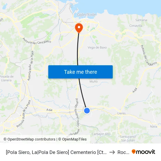 [Pola Siero, La|Pola De Siero]  Cementerio [Cta 00991] to Roces map