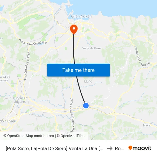 [Pola Siero, La|Pola De Siero]  Venta La Uña [Cta 00993] to Roces map