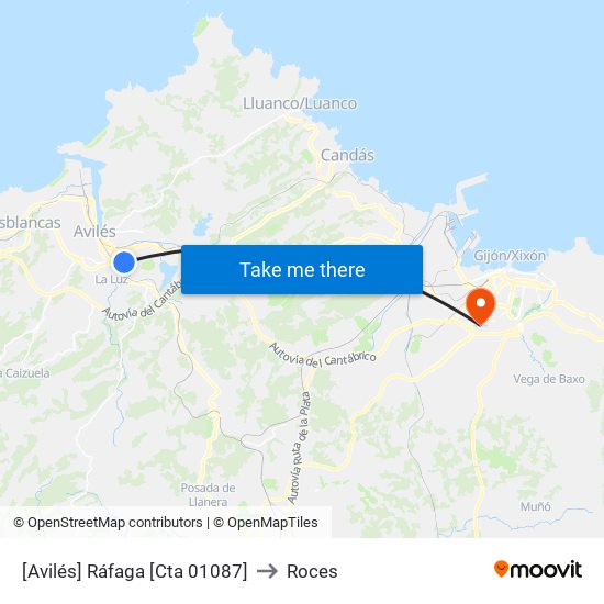 [Avilés]  Ráfaga [Cta 01087] to Roces map