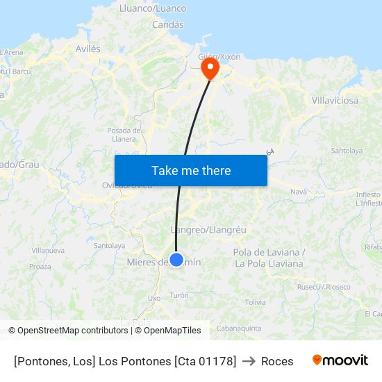 [Pontones, Los]  Los Pontones [Cta 01178] to Roces map