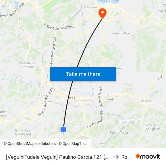 [Veguín|Tudela Veguín]  Paulino García 121 [Cta 01302] to Roces map