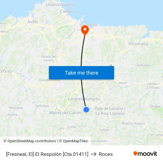 [Fresneal, El]  El Respolón [Cta 01411] to Roces map