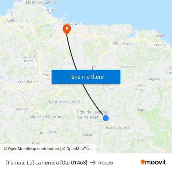 [Ferrera, La]  La Ferrera [Cta 01463] to Roces map