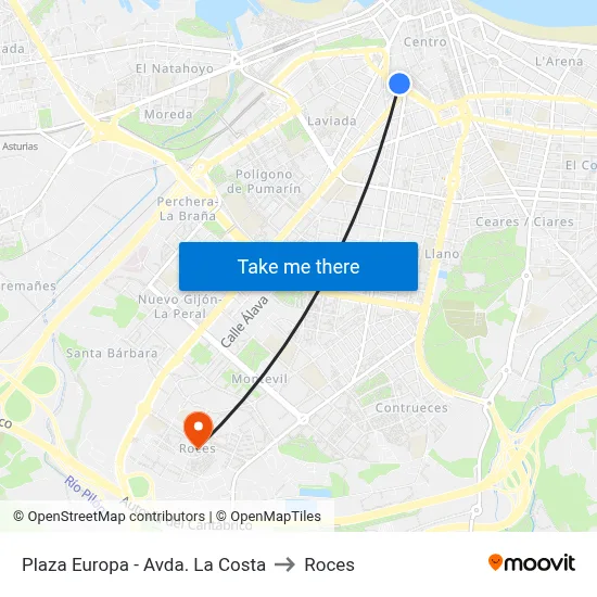 Plaza Europa - Avda. La Costa to Roces map
