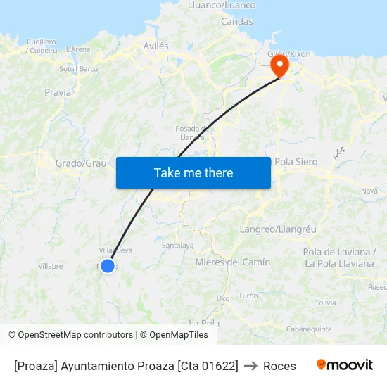 [Proaza]  Ayuntamiento Proaza [Cta 01622] to Roces map