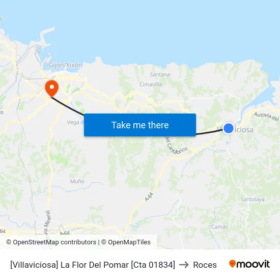 [Villaviciosa]  La Flor Del Pomar [Cta 01834] to Roces map