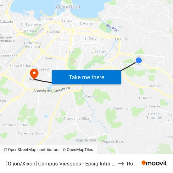 [Gijón/Xixón]  Campus Viesques - Epsig Intra [Cta 01897] to Roces map