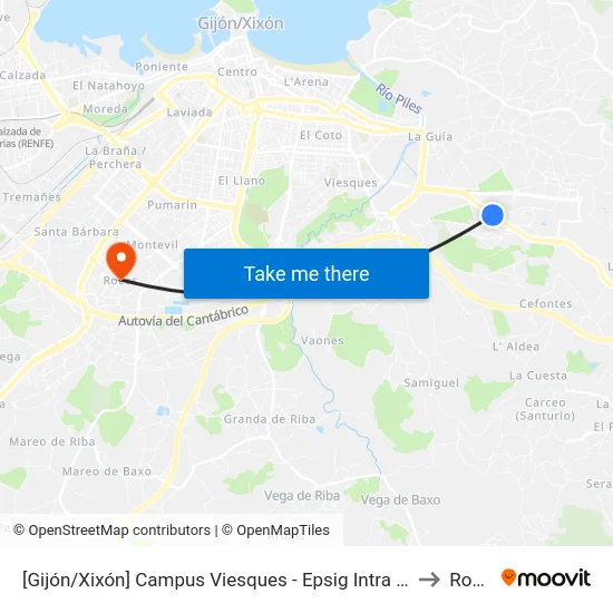 [Gijón/Xixón]  Campus Viesques - Epsig Intra [Cta 01898] to Roces map