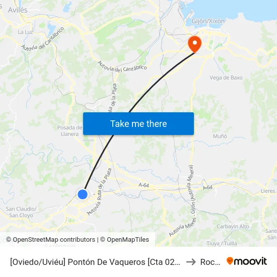 [Oviedo/Uviéu]  Pontón De Vaqueros [Cta 02056] to Roces map