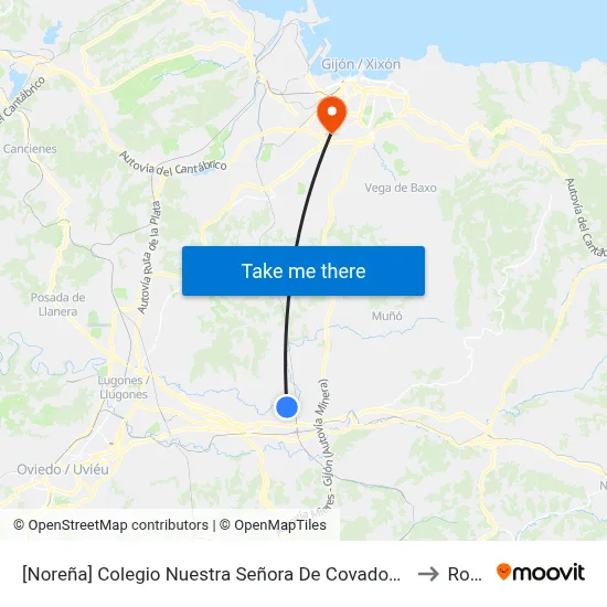 [Noreña]  Colegio Nuestra Señora De Covadonga [Cta 02090] to Roces map